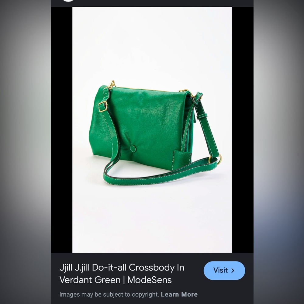NWOT J Jill Do-It-All Crossbody Green Pebble Leather Purse